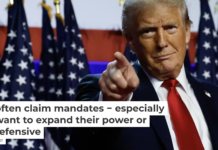 Donald Trump at an election night celebration early on Nov. 6, 2024, when he claimed “an unprecedented and powerful mandate” from voters. Chip Somodevilla/Getty Images
